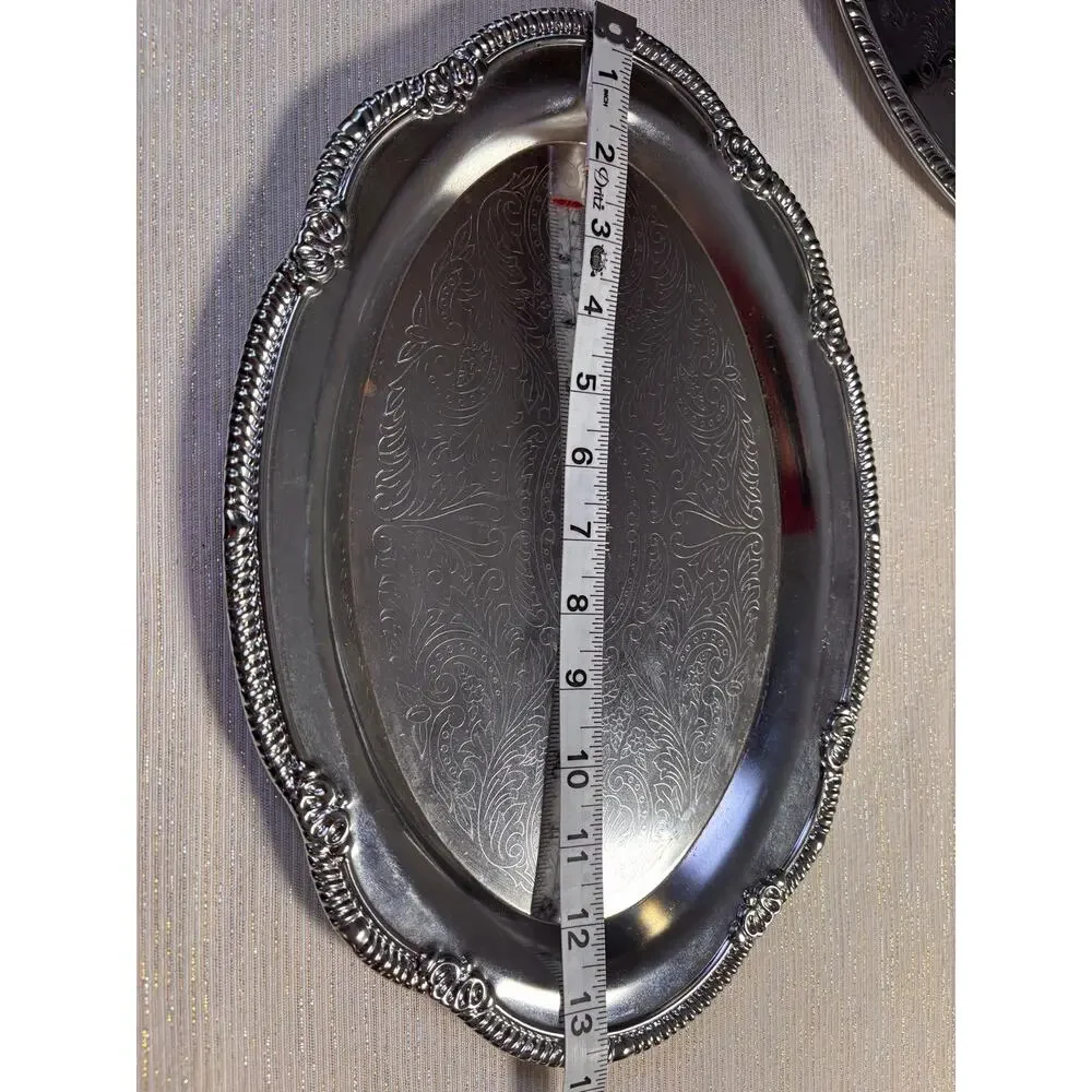 2 Vintage Serving Trays 25th Anniversary Irvinware? Gorgeous, silver-plated!!